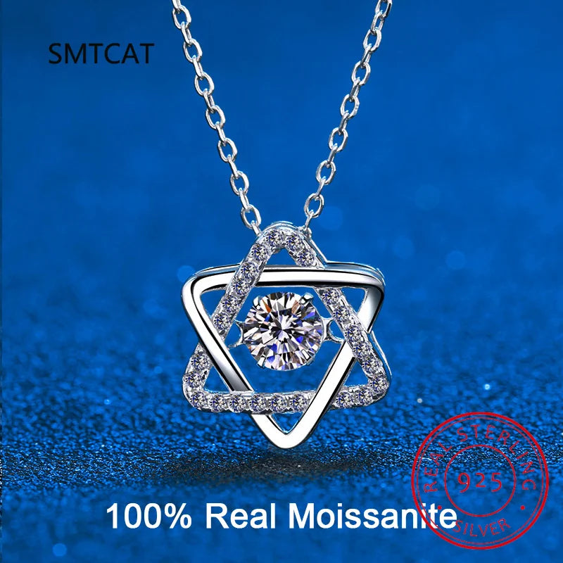 Zircon Star of David Hexagram Gemstone 925 Silver Necklace