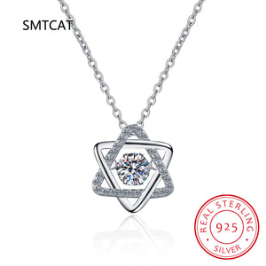 Zircon Star of David Hexagram Gemstone 925 Silver Necklace