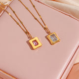 Sequin Chain Pink Zircon Stone Pendant Necklace
