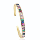 Colorful Rainbow CZ Bangle Bracelet for Women