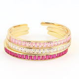 Colorful Rainbow CZ Bangle Bracelet for Women
