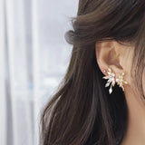 Asymmetrical Flowers Earrings Zirconia Stud Wedding Jewelry