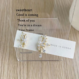 Asymmetrical Flowers Earrings Zirconia Stud Wedding Jewelry