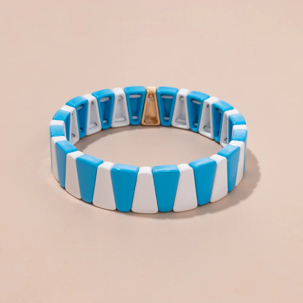 Rainbow Enamel Bracelet Colorful Elastic Bangle Gift