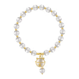 Coin Cat Pendant Opals Beaded Charm Bracelet Jewelry For Women