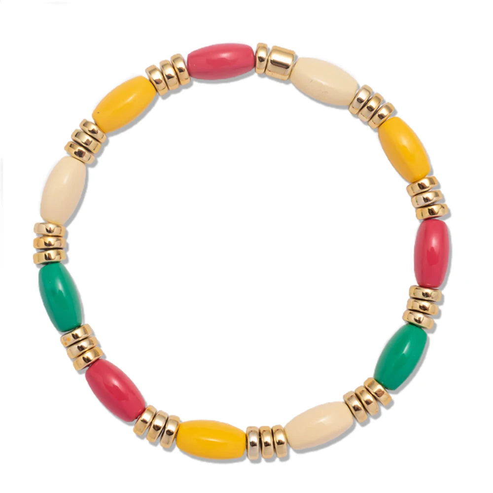Bohemian Rainbow Beads Bracelets Elastic