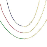 European Women Jewelry 2-Tone CZ Tennis & Paper Clip Necklace