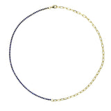 European Women Jewelry 2-Tone CZ Tennis & Paper Clip Necklace