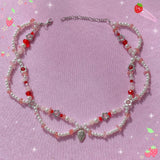 Fairy Grunge Mini Strawberry Beads Necklace Y2K Choker