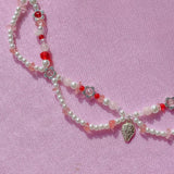 Fairy Grunge Mini Strawberry Beads Necklace Y2K Choker