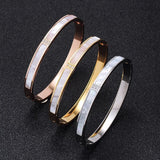 Stainless Steel Bracelet Plated Inlaid Fritillaria Bangle for Women