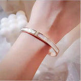 Stainless Steel Bracelet Plated Inlaid Fritillaria Bangle for Women