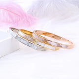 Stainless Steel Bracelet Plated Inlaid Fritillaria Bangle for Women