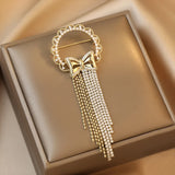 Metal Bow Chain Tassel Brooches Women's Suit Dress Pin Accessories