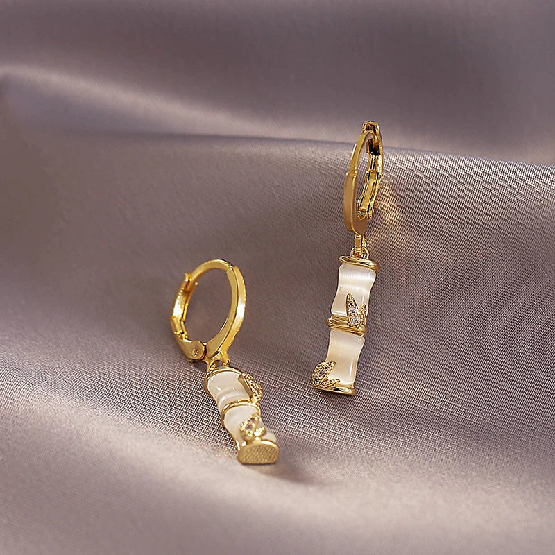 Opals Stone Bamboo Shaped Pendant Earrings Womens Accessories