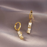 Opals Stone Bamboo Shaped Pendant Earrings Womens Accessories