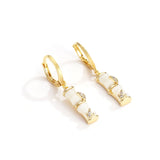 Opals Stone Bamboo Shaped Pendant Earrings Womens Accessories