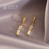 Opals Stone Bamboo Shaped Pendant Earrings Womens Accessories