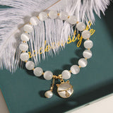 Opal Beaded Charm Bracelet with Cat Pendant - Woman's Jewelry