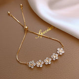 CZ Flowers Pendant Charm Bracelet Metal Floral Wedding Jewelry
