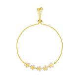 CZ Flowers Pendant Charm Bracelet Metal Floral Wedding Jewelry