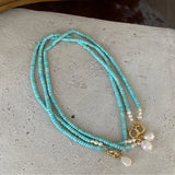 Natural Turquoise Freshwater Pearl Pendant Necklace Fine Jewelry
