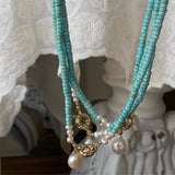 Natural Turquoise Freshwater Pearl Pendant Necklace Fine Jewelry