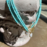 Natural Turquoise Freshwater Pearl Pendant Necklace Fine Jewelry