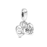 Sterling Silver 925 Rose Heart Padlock Bead for Charms Bracelet Jewelry