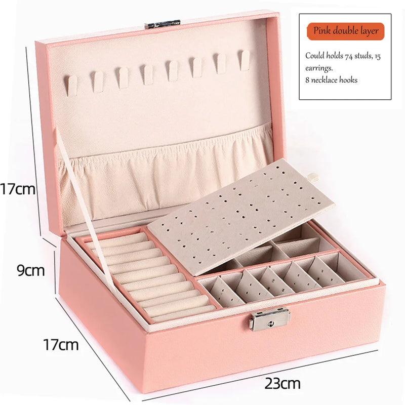 Double-Layer Large Jewelry Box Multi-Function Travel Organizer Jewelry Case