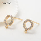 14K Plated Circle Zircon Earrings Hooks Findings DIY Jewelry