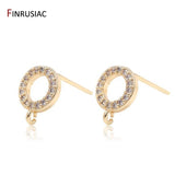 14K Plated Circle Zircon Earrings Hooks Findings DIY Jewelry