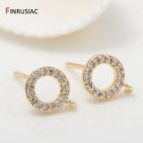 14K Plated Circle Zircon Earrings Hooks Findings DIY Jewelry