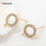 14K Plated Circle Zircon Earrings Hooks Findings DIY Jewelry