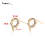 14K Plated Circle Zircon Earrings Hooks Findings DIY Jewelry