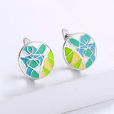 Green Epoxy Leaf Shape Earrings Enamel Jewelry Wedding Bridal Earrings
