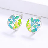 Green Epoxy Leaf Shape Earrings Enamel Jewelry Wedding Bridal Earrings