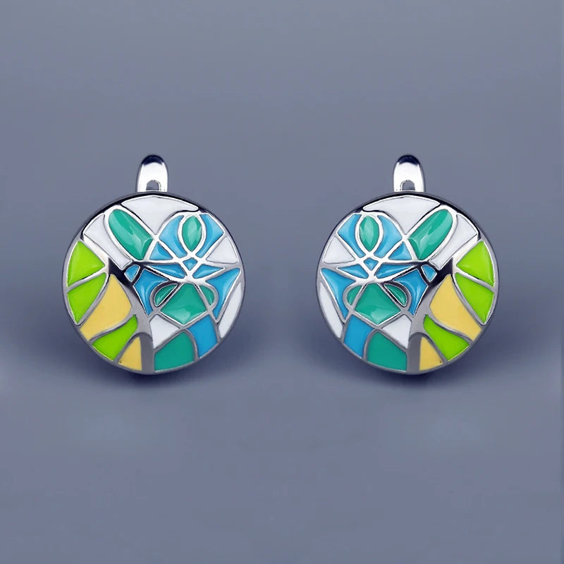 Green Epoxy Leaf Shape Earrings Enamel Jewelry Wedding Bridal Earrings
