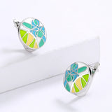 Green Epoxy Leaf Shape Earrings Enamel Jewelry Wedding Bridal Earrings