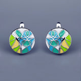 Green Epoxy Leaf Shape Earrings Enamel Jewelry Wedding Bridal Earrings