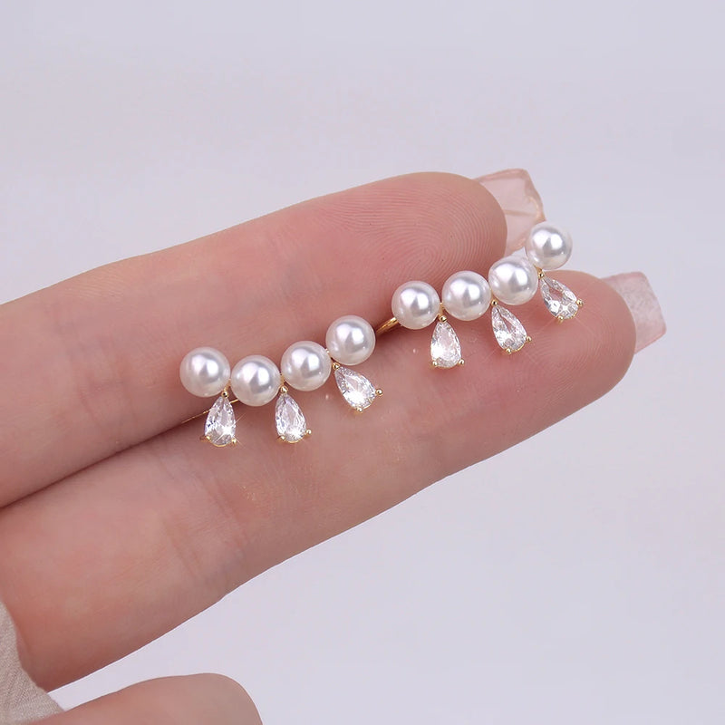 Metal Back Hanging Pearl Earrings Jewelry For Woman