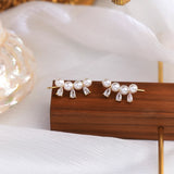 Metal Back Hanging Pearl Earrings Jewelry For Woman