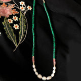 Freshwater Pearl Necklace Green Stone Choker Wedding Jewelry