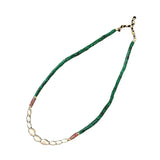 Freshwater Pearl Necklace Green Stone Choker