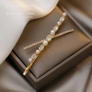 Pearl Crystal Cross Hairpin Jewelry Sweet Headdress For Women