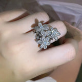 Tree Leaf Temperament Ring for Women Silver Wedding Couple Jewelry