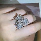 Tree Leaf Temperament Ring for Women Silver Wedding Couple Jewelry