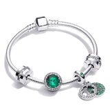 Enamel Flower Beads Charm Bracelet with Silver Snake Chain for Women