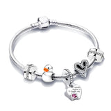 Enamel Flower Beads Charm Bracelet with Silver Snake Chain for Women
