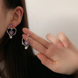 Enameled Silver Plated Pearl Earrings for Women